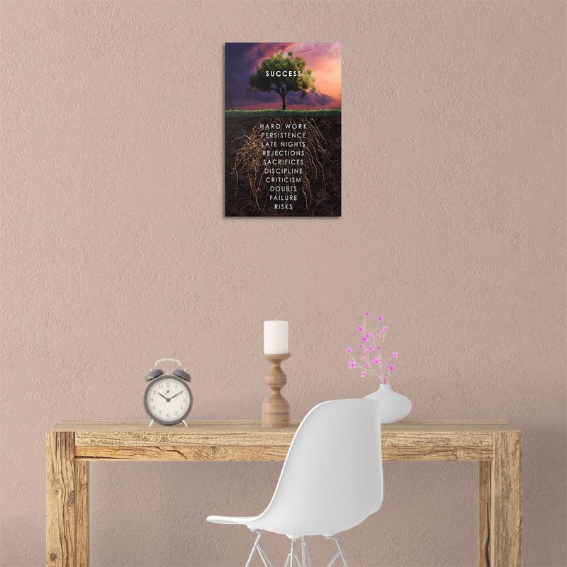 Yetaryy Success Tree Inspirational Quote Canvas Wall Art Motivational Motto Painting Inspiring Entrepreneur Posters Prints Artwork Decor Framed for Home Office Classroom Ready to Hang - 12" Wx18 H - Image 4